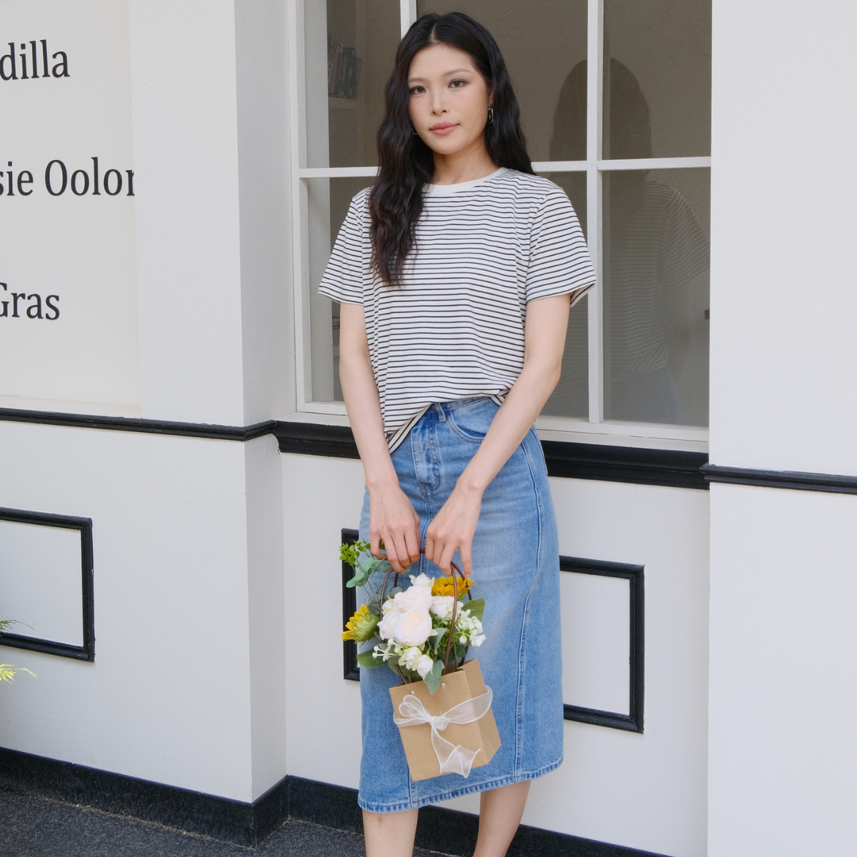 Women's Casual Striped Short - Sleeve T - Shirt | Soft Cotton - Blend Breton Stripe Tee #A07-WHITE