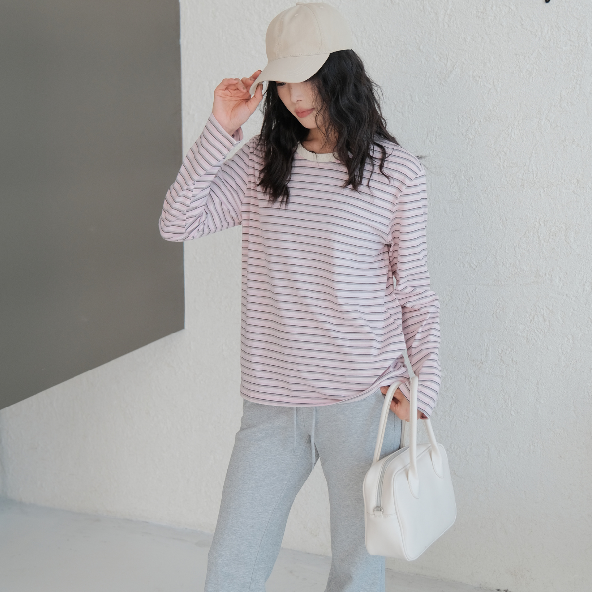 Striped Long-Sleeve Top | Casual, Cute & Comfy Essential 【J33-PINK】