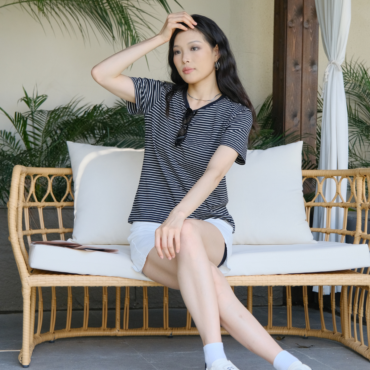 Classic Black Striped Round Neck T-Shirt – Effortless Summer Chic! 【A01-BLACK】